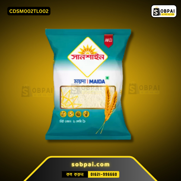 Sunshine Maida 2 kg pack for versatile cooking and baking.