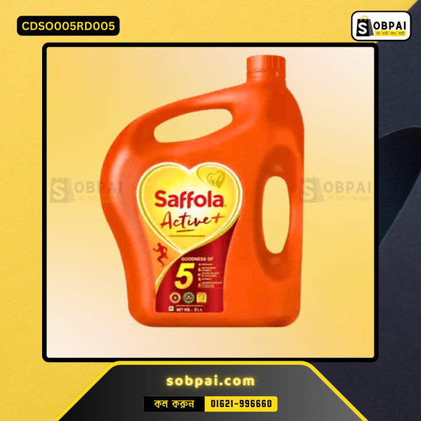 Saffola Active Plus Edible Oil 5 Liters bottle with nutrition benefits