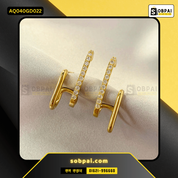 SobPai irregular U-shaped gold earrings for women, lightweight and trendy.