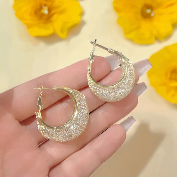 SobPai light luxury zircon mesh earrings on display