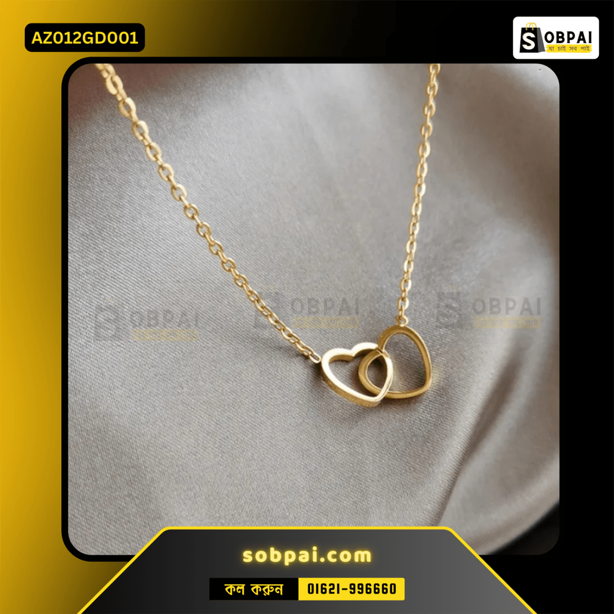 Gold heart necklace for parties and weddings