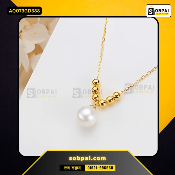 Gold double-layer pearl necklace for women.