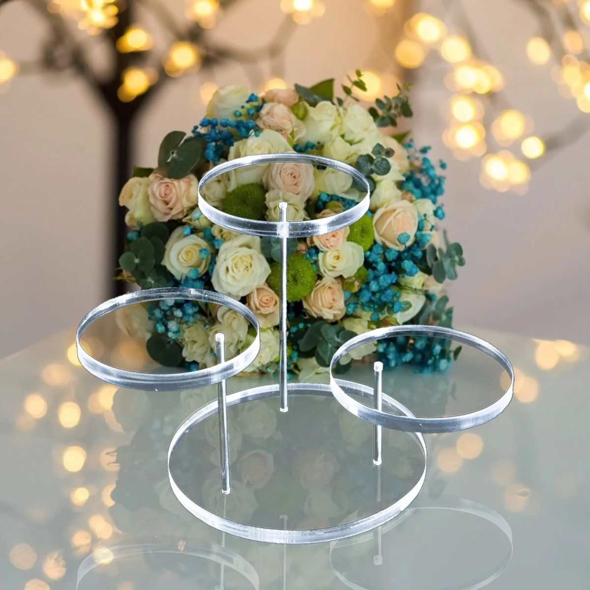 Durable and easy-to-clean acrylic jewelry display stand.