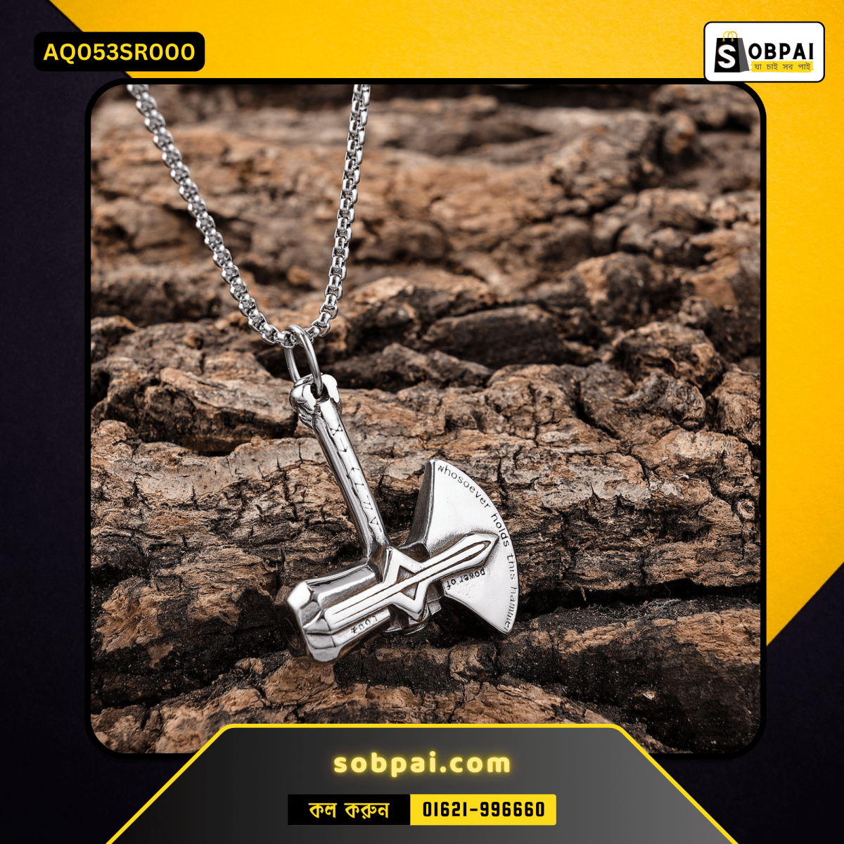 Punk-style axe-shaped pendant necklace for men