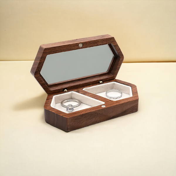 SobPai Wooden Jewelry Box with clear window display"