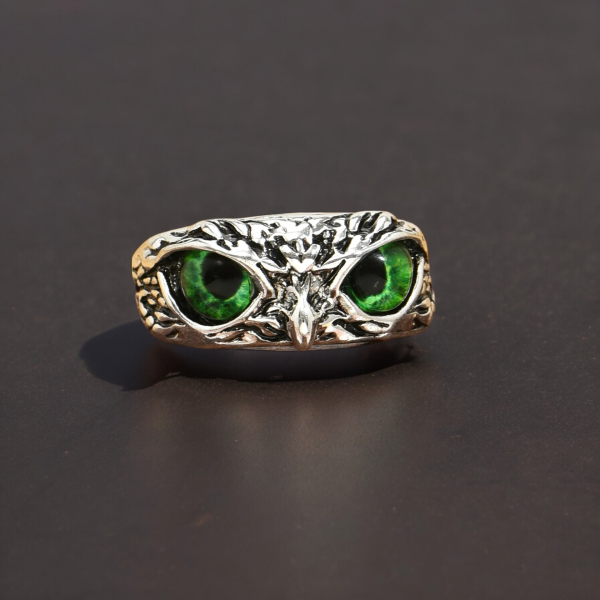 Wearable view of SobPai Enchanting Lovers Adjustable Owl Eye Ring