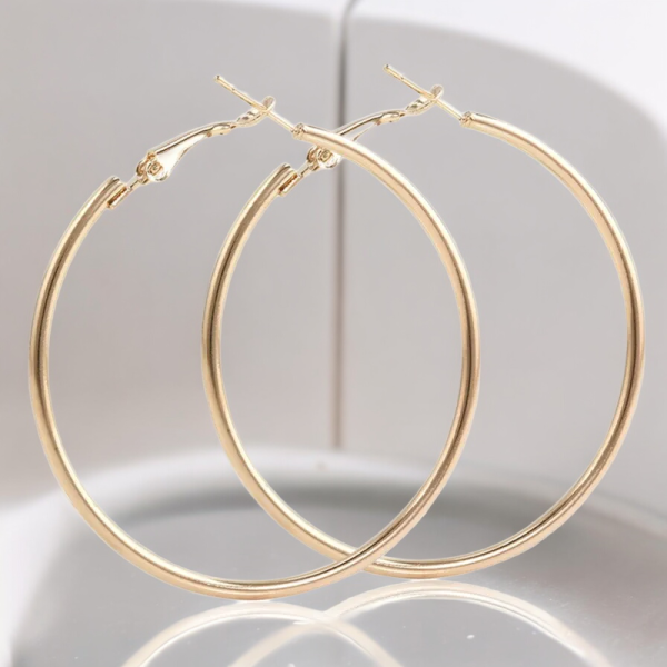 Gold hoop earrings for women, 6cm size, high-quality finish by SobPai