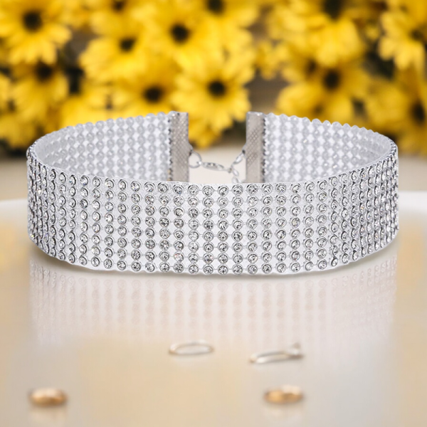 SobPai Rhinestone Choker Necklace with Rhinestones, European Style