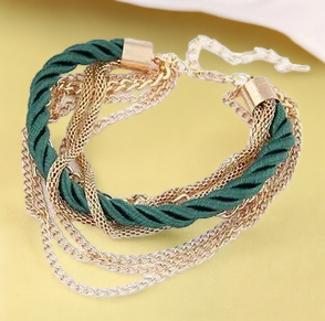 vHandwoven Rope Bracelet by SobPai in green and White Colors