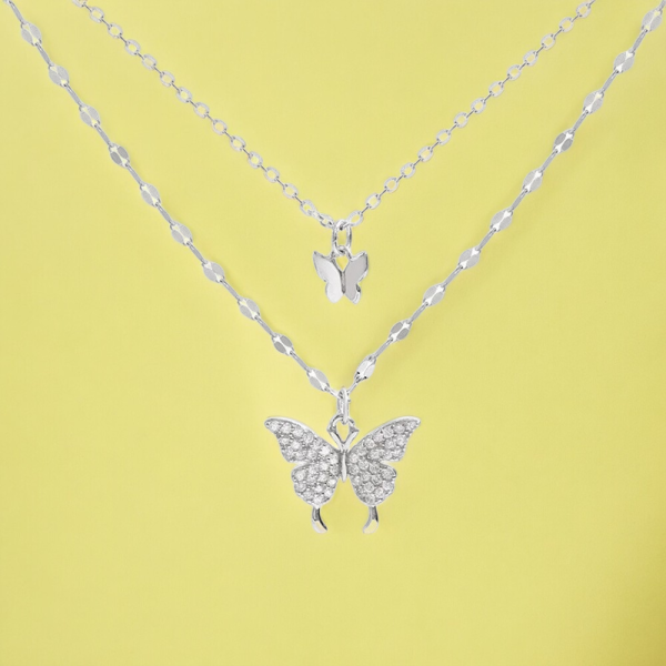 "SobPai Double Layer Butterfly Necklace in High-Quality Alloy"