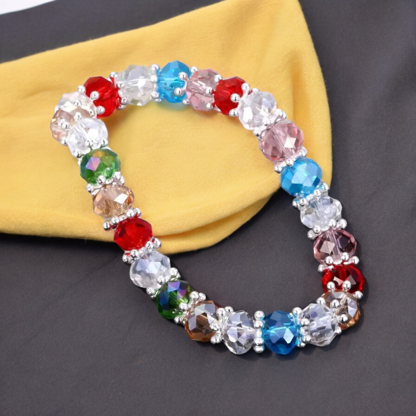 Multicolor SobPai Rainbow Charm Bracelet with crystal beads.