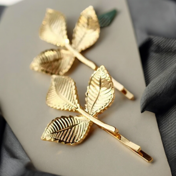 "Fashionable Metal Hair Clip with Pearls and Olive Branch Design"