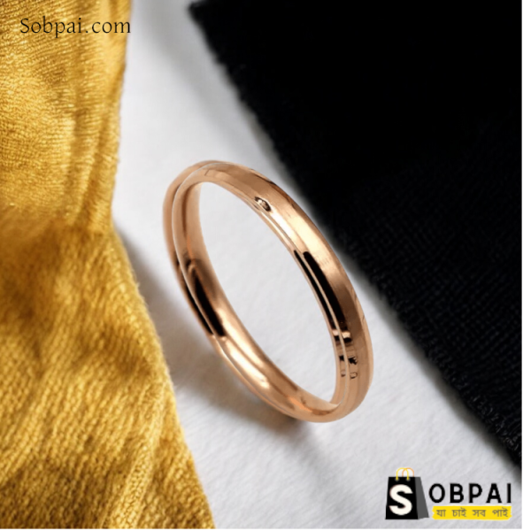 SobPai Stainless Steel Rose Gold Thin Ring front view