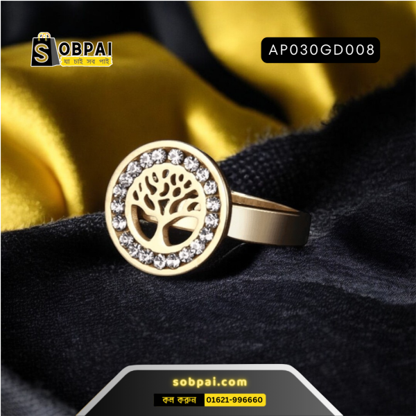 SobPai 316L Stainless Steel Women’s Ring with Zircon Tree Design