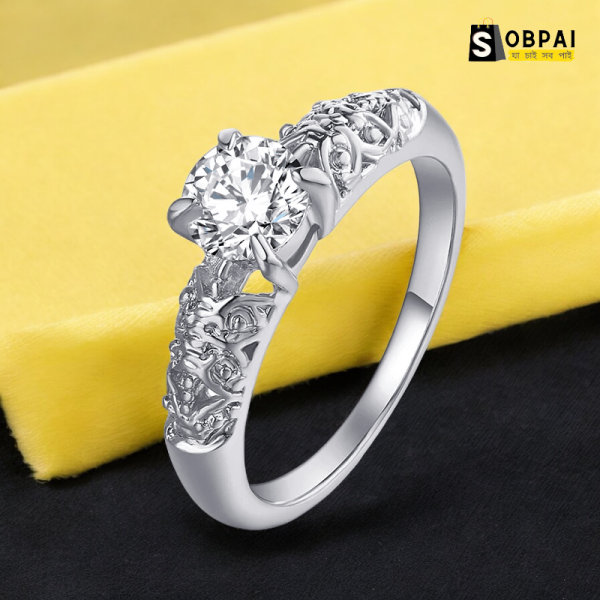 Women's Cubic Zirconia Inlaid Flower Ring by SobPai