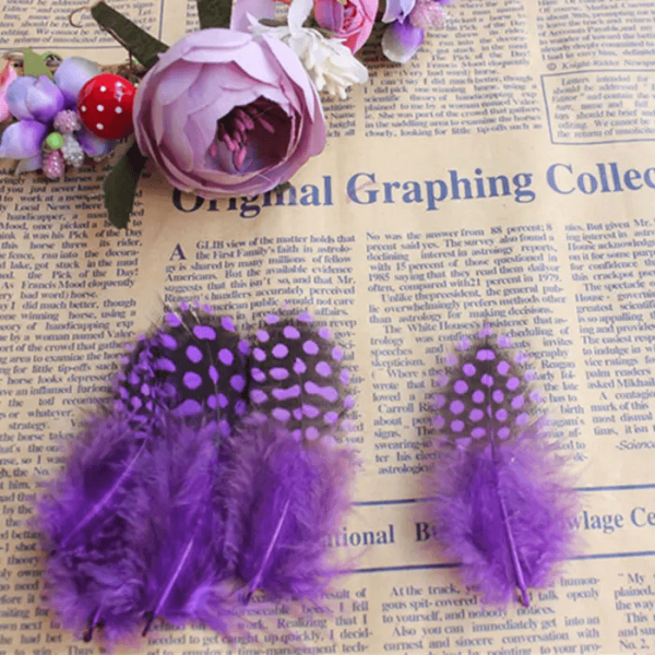 guinea fowl spotted feathers in Purple color.