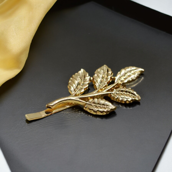 "Elegant Olive Branch Leaves Pearl Metal Hair Clip