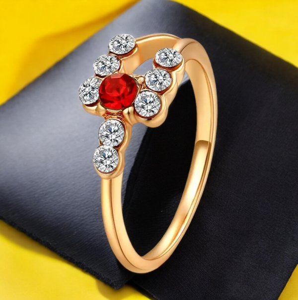 "SobPai 18K Gold & Platinum Plated Blue Crystal Ring"