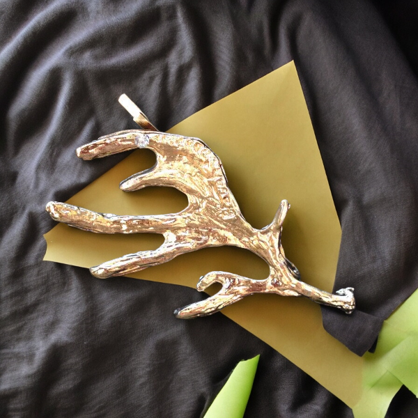 SobPai Golden Deer Antler Hair Clips with Chic Design