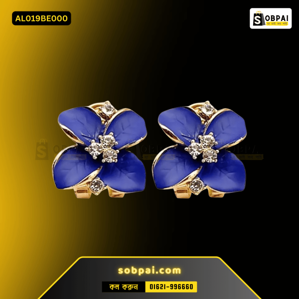 Fashion blue flower rhinestone drop earrings for women.