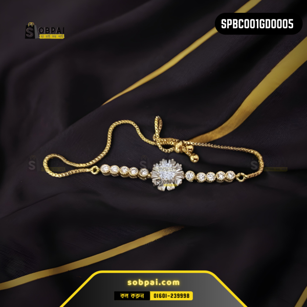 Antique gold chain bracelet featuring white diamond-like stones for a timeless look.