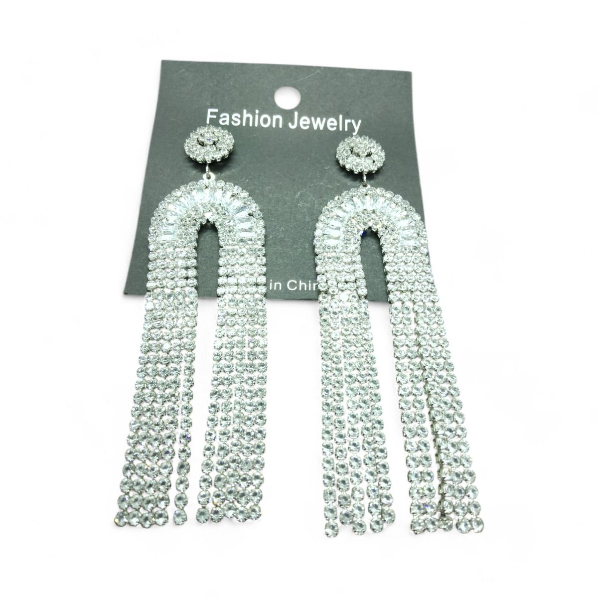 Elegant long chain drops and danglers earrings featuring rhinestones and crystal alloy design