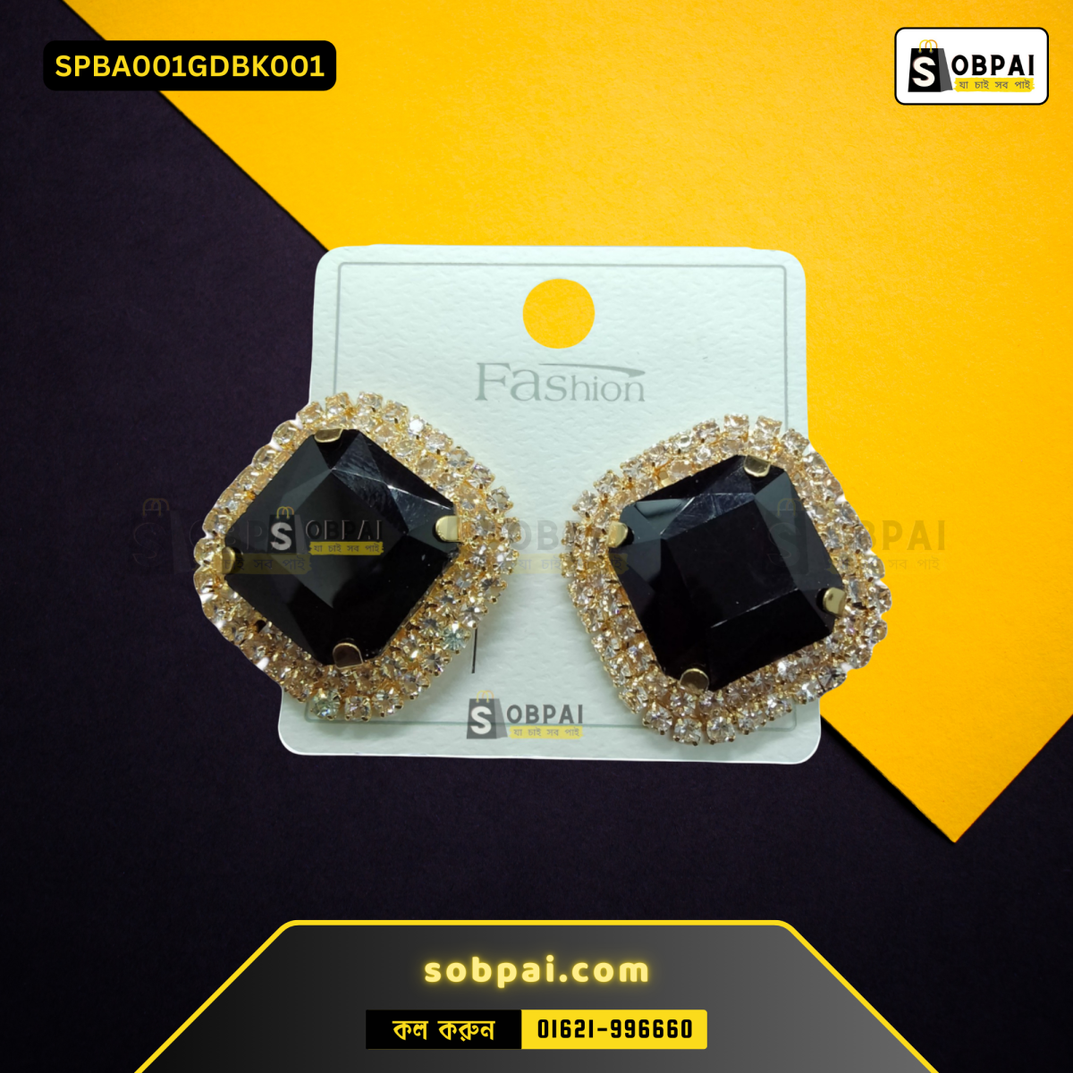 SobPai vintage black zircon stone earrings with cubic zirconia, perfect for gifting.