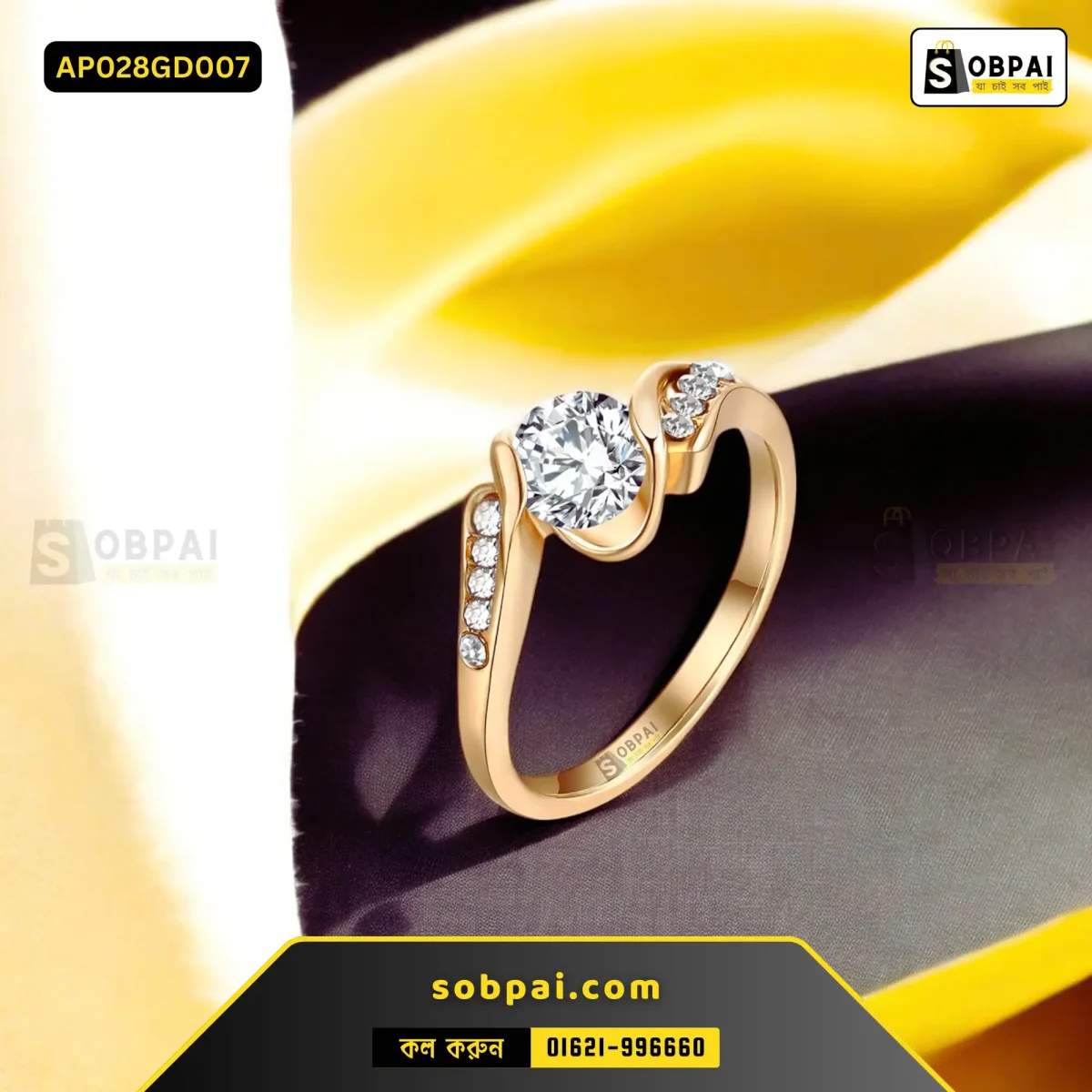 Crystal stainless steel ring with stones.