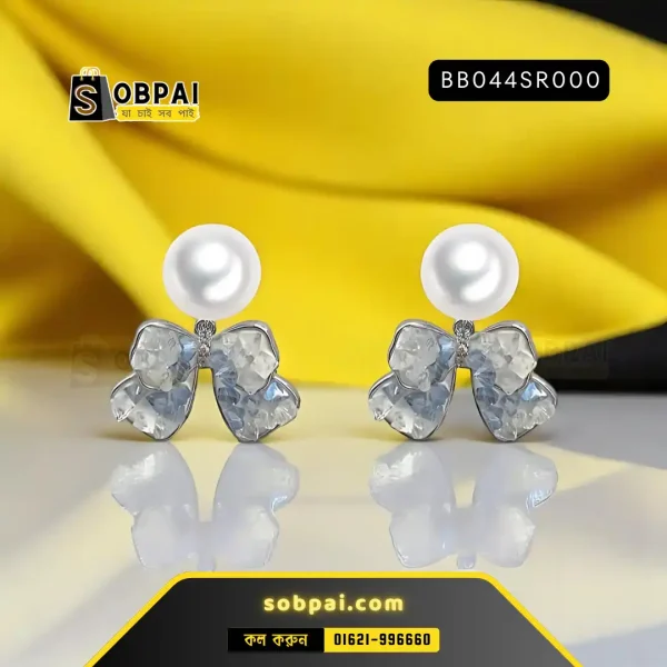 Elegant bowknot pearl earrings for women