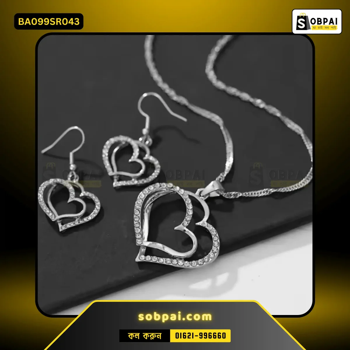 Trendy rhinestone heart earrings with a romantic and stylish design.