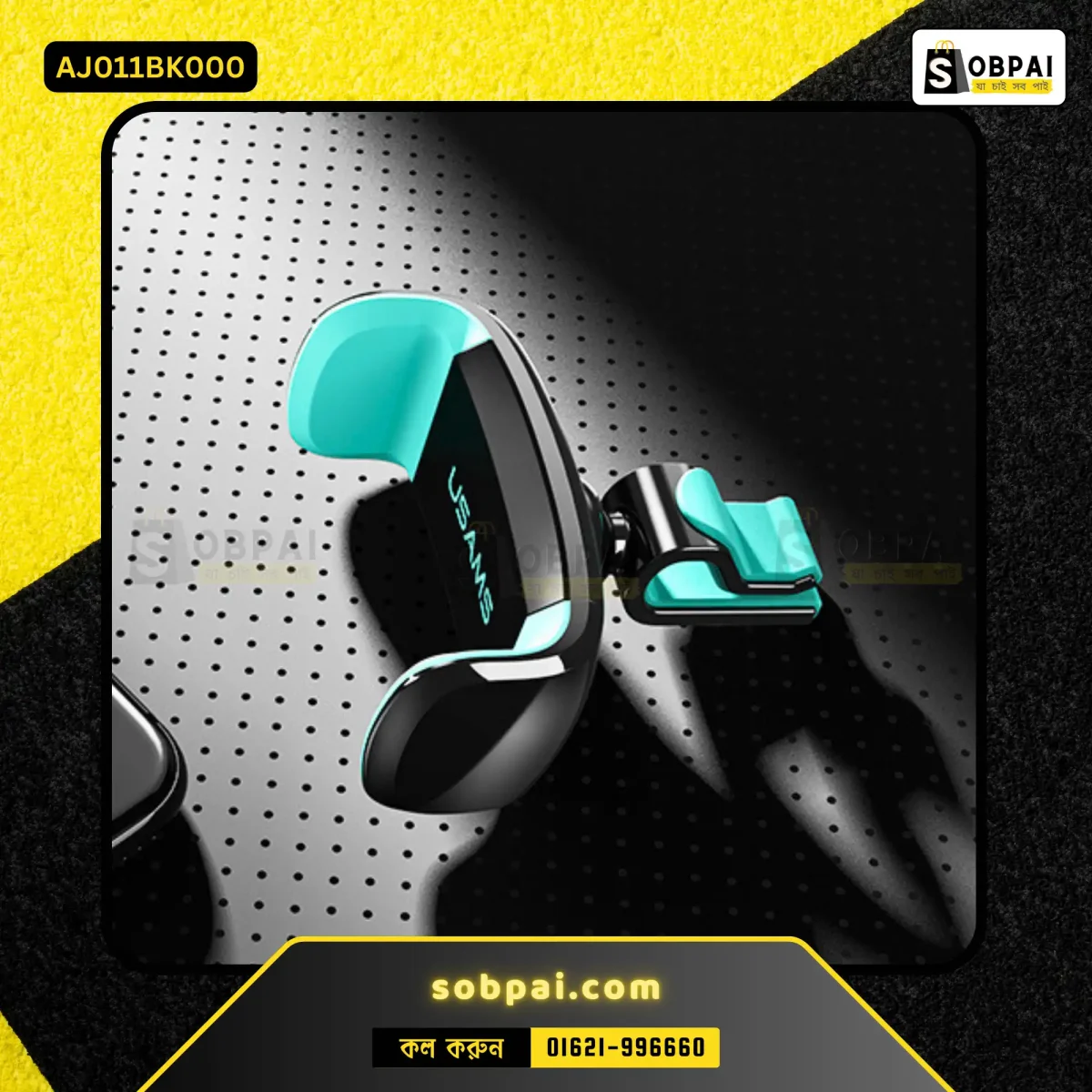 360-degree rotatable air vent car phone holder for hands-free use.