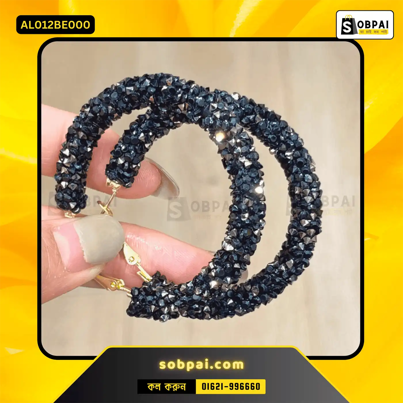 Exquisite Crystal Hoop Earrings for Women -(Blue) - Image 2