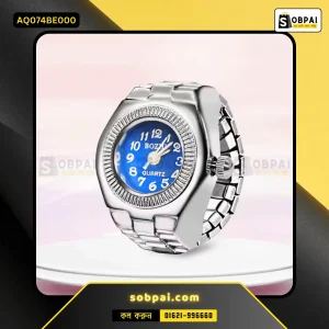 Trendy Quartz Watch Ring for Everyone - Round Deep Blue