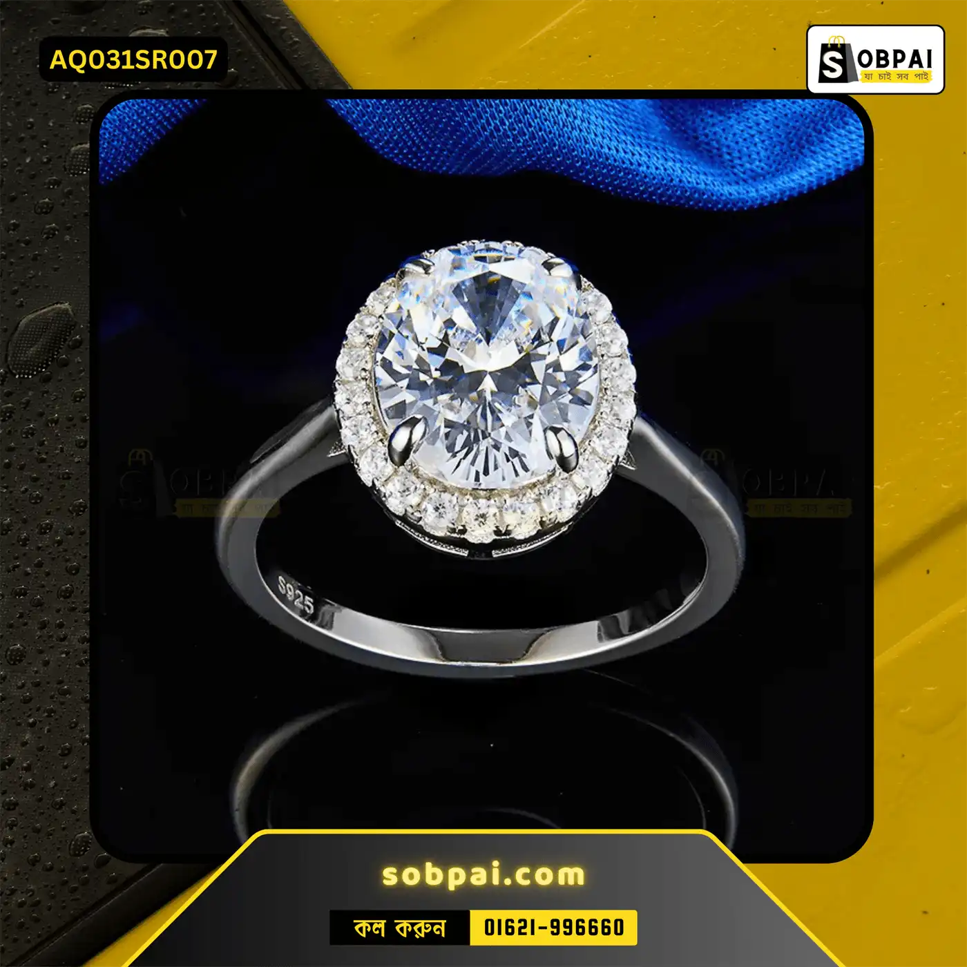 Elegant Round Crystal Stainless Steel Ring (Silver - 7) - Image 2