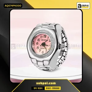 Stylish Mini Quartz Finger Watch Ring - Round pink