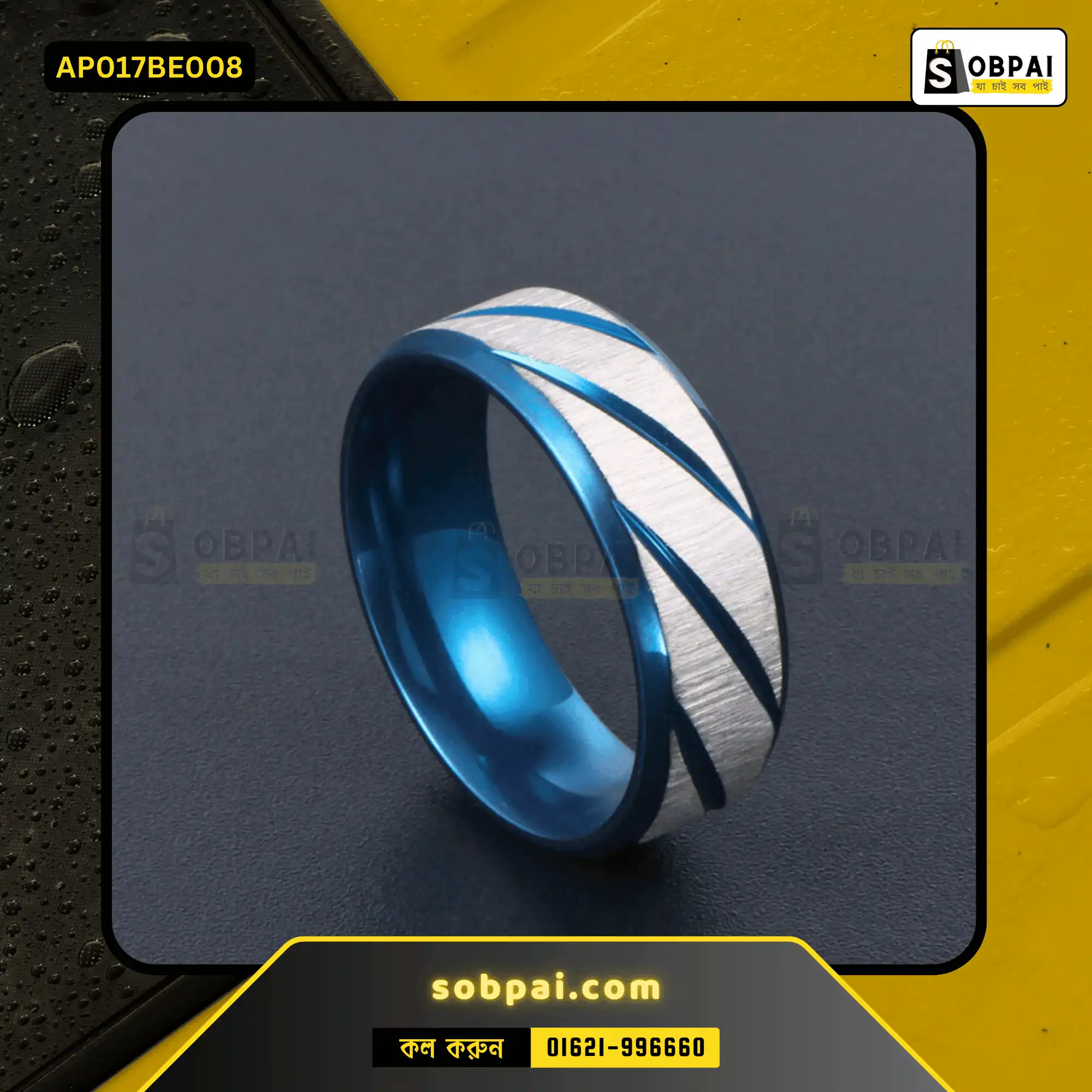 Elegant Stainless Steel CZ Rings for Women - (Blue)