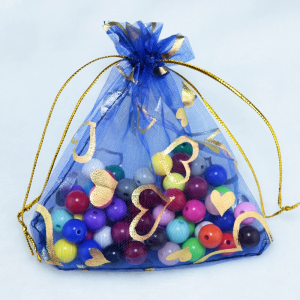 White Organza Bags with Heart Design for Wedding Favors, Candy, Gifts, Cosmetics, and Jewelry Packaging - Elegant Drawstring Pouches by SobPai