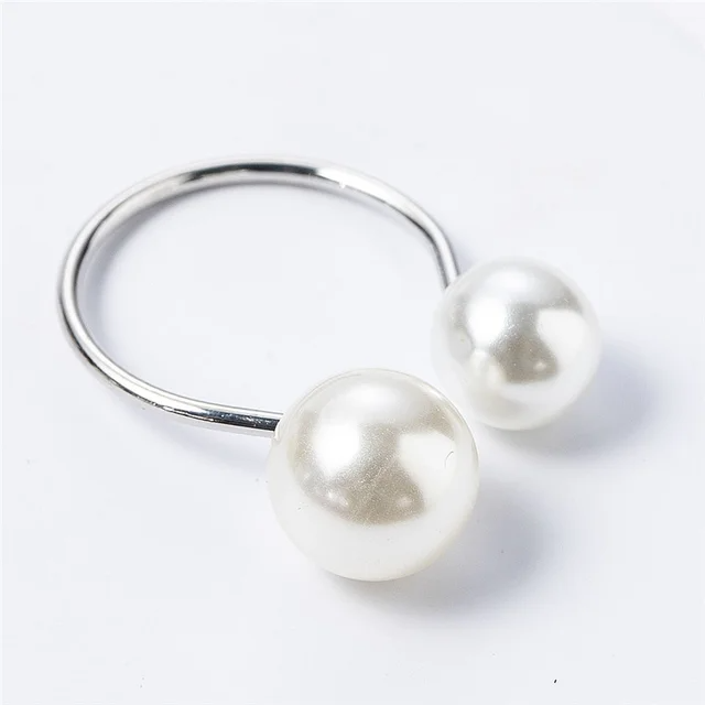 SobPai Classic Adjustable Simulated Pearl Rings for Women ? Perfect for Weddings, Engagements, and Fashion Jewelry ? Available in Silver and Gold - Image 3