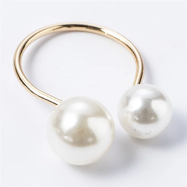 SobPai Classic Adjustable Simulated Pearl Rings for Women ? Perfect for Weddings, Engagements, and Fashion Jewelry ? Available in Silver and Gold - Image 2