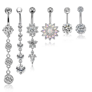 SobPai 1PCS Surgical Steel Belly Button Piercings Navel Earrings Crystal Rhinestone Body Jewelry for Women and Men