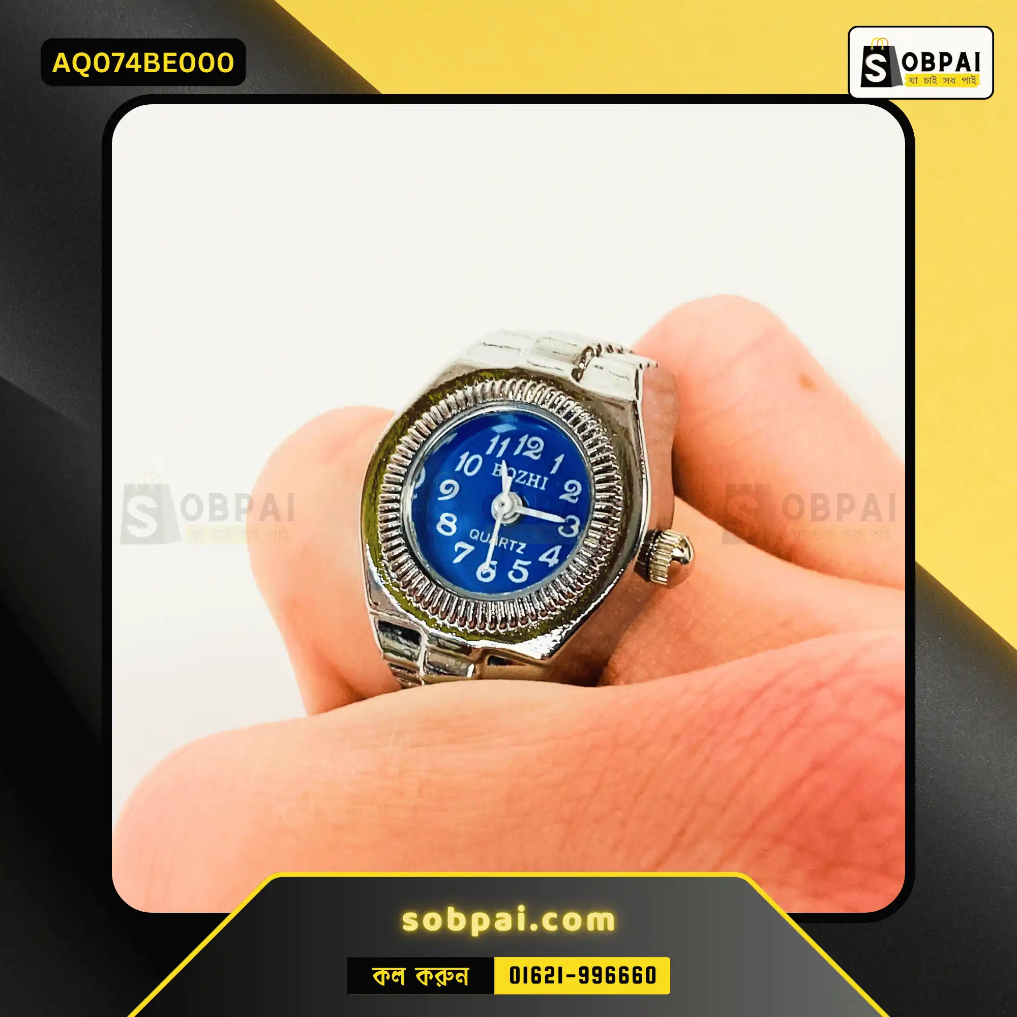 Trendy Quartz Watch Ring for Everyone - Round Deep Blue - Image 2