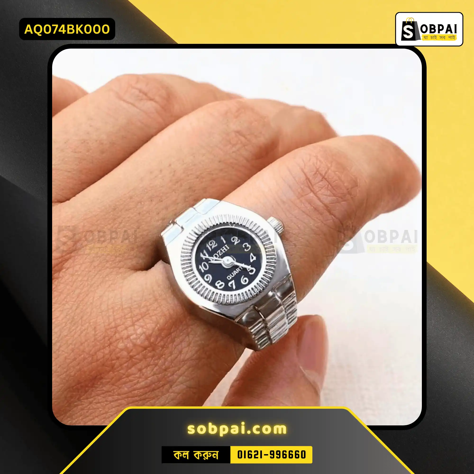 Unique Quartz Ring Watch for All - Round Black - Image 2