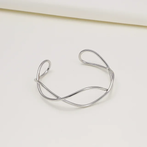 SobPai 2024 Fashion Geometric Cuff Bangles - Gold & Silver Colors for Women - Punk Metal Line Open Bracelets - Stylish and Trendy Jewelry for All Occasions