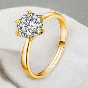 Golden Metal American Diamond Adjustable Finger Ring for Girls - Fashionable Zinc Alloy and Cubic Zirconia Jewelry, Perfect for Weddings and Special Occasions