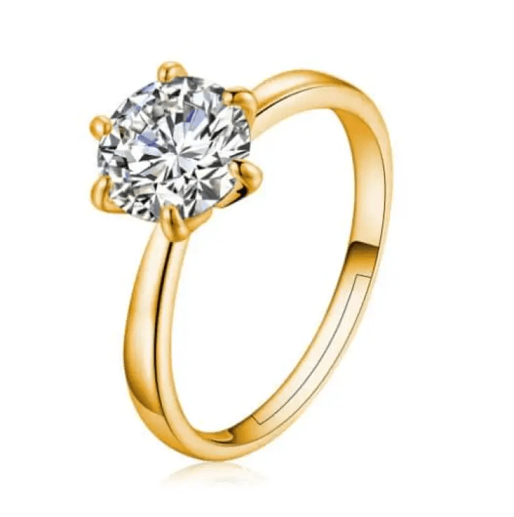 Golden Metal American Diamond Adjustable Finger Ring for Girls - Fashionable Zinc Alloy and Cubic Zirconia Jewelry, Perfect for Weddings and Special Occasions - Image 3