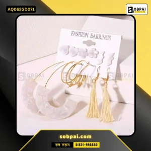 Trendy Acrylic & Alloy Earrings Set - Gold
