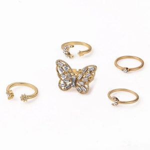 Retro Butterfly Rings Set: Stylish Accessories for Women - 5Pcs/Set by SobPai