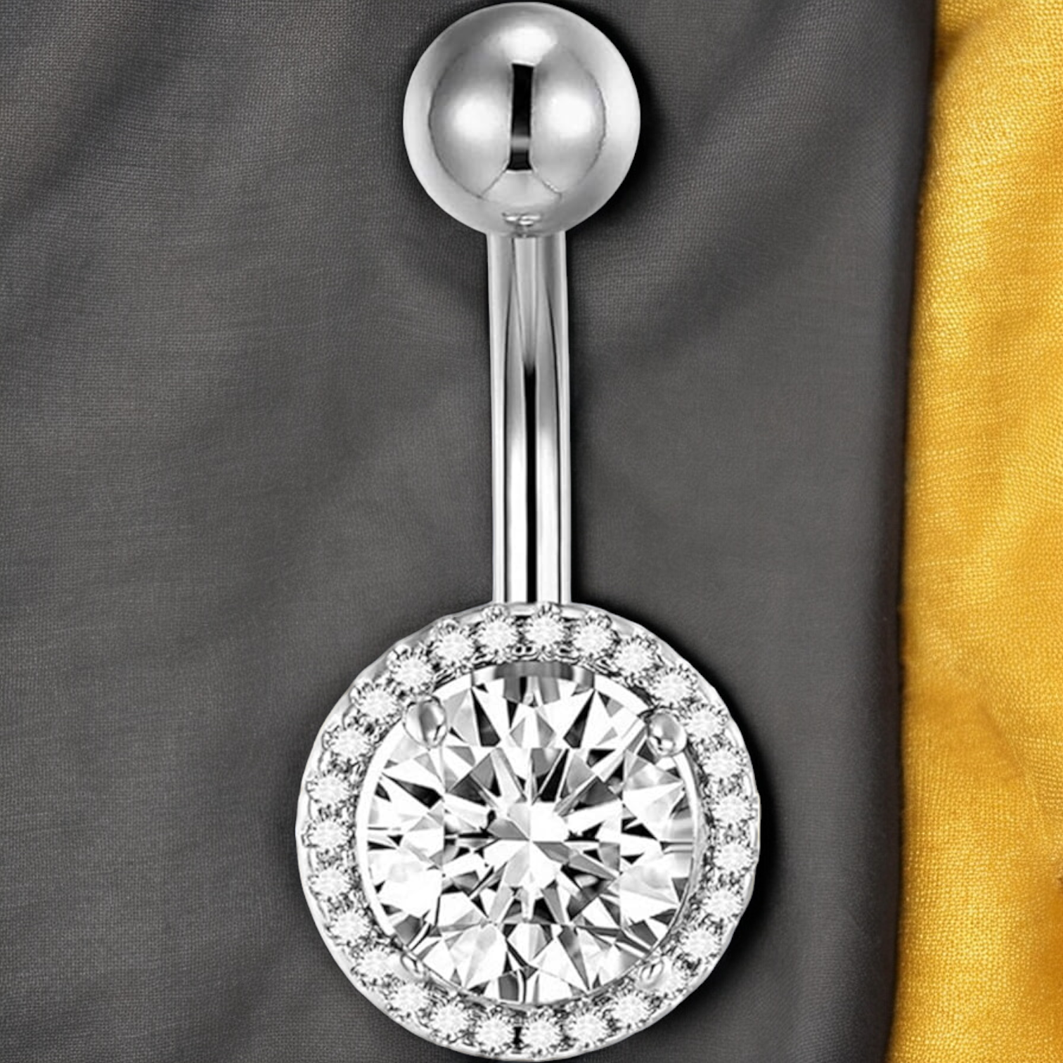 SobPai 1PCS Stainless Steel CZ Crystal Gem Internally Threaded Belly Button Ring