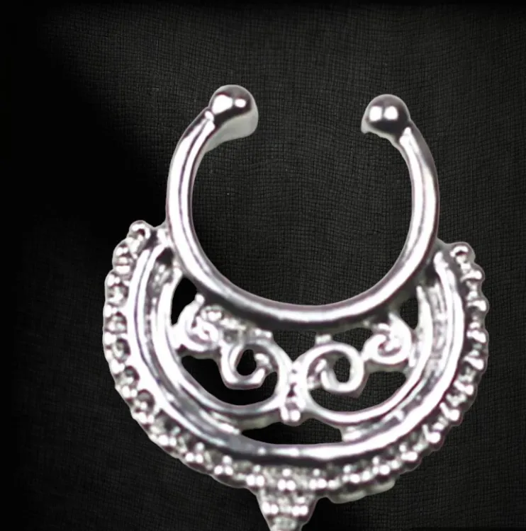 SobPai Silver Color Nose Ring Hoop - Trendy Faux Clip Rings Clicker for Women, Round Shape, Stainless Steel Acrylic Piercing Jewelry, Hypoallergenic and Versatile, No Actual Piercing Required - Image 2