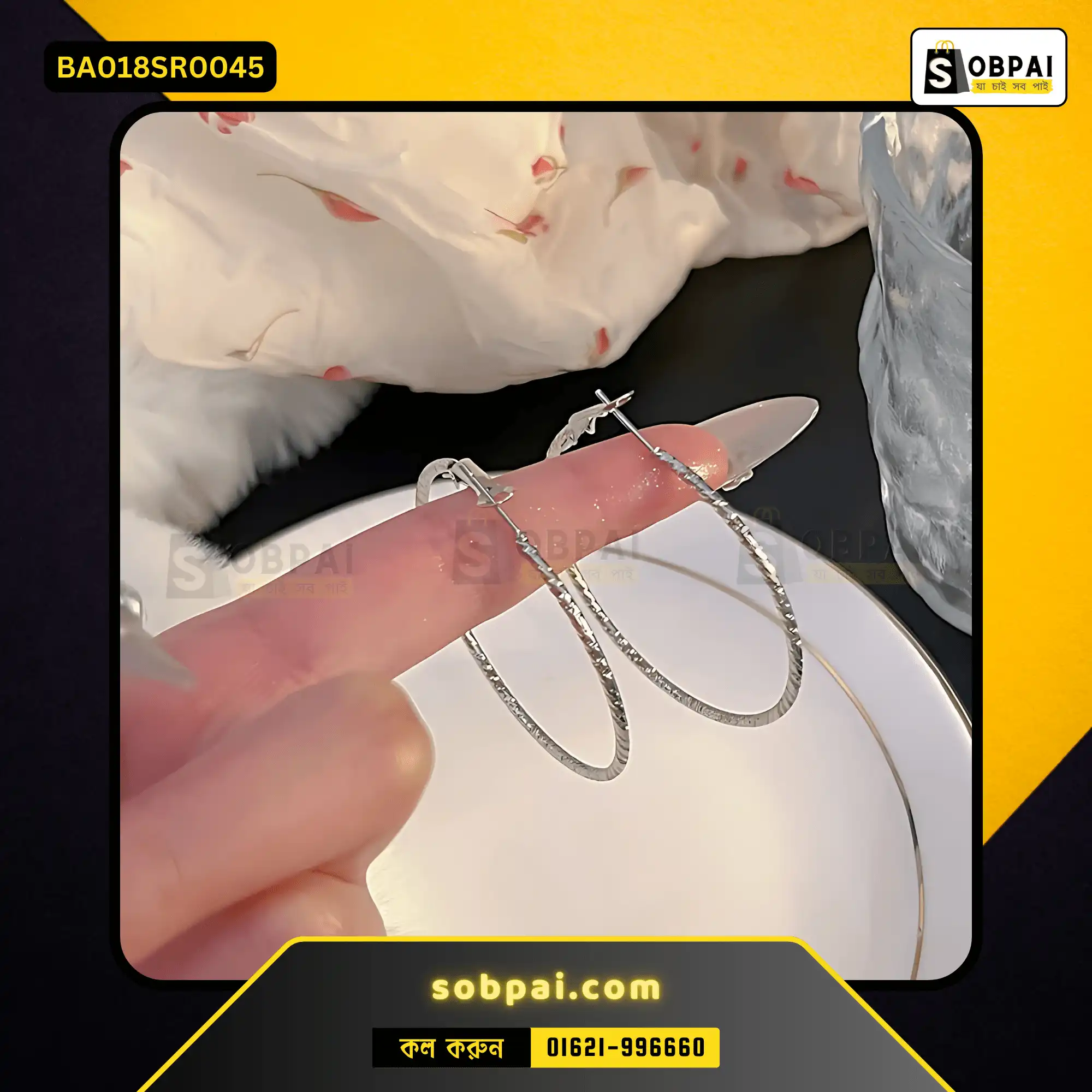 Big Circle Hoop Earrings for Women (Silver) - Image 4